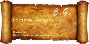 Czitrom Gergely névjegykártya